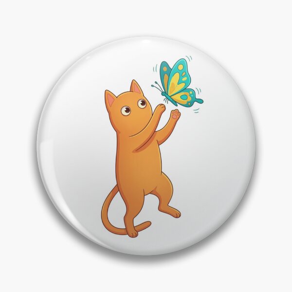 Item preview, Cute Orange Cat Chasing Turquoise Butterfly designed and sold by ajamzbox.