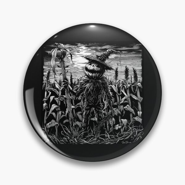 Item preview, Black and White Scarecrow Pumpkin Head Halloween Art designed and sold by inkoutninja.