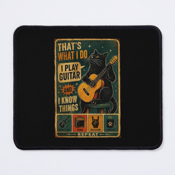 Item preview, Black Cat Guitar Player Vintage Music Humor Retro Poster designed and sold by eliramaison.