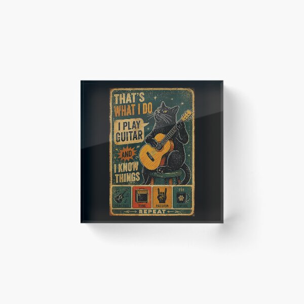 Item preview, Black Cat Guitar Player Vintage Music Humor Retro Poster designed and sold by eliramaison.