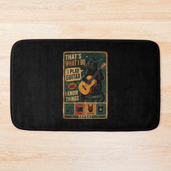 Item preview, Black Cat Guitar Player Vintage Music Humor Retro Poster designed and sold by eliramaison.