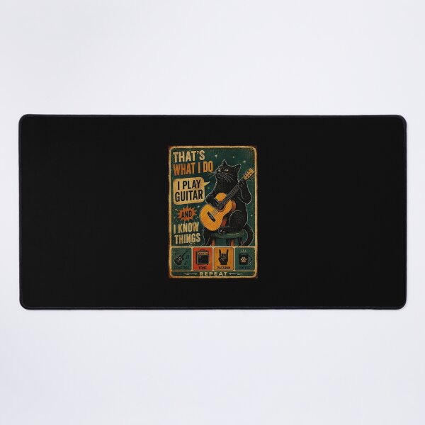 Item preview, Black Cat Guitar Player Vintage Music Humor Retro Poster designed and sold by eliramaison.