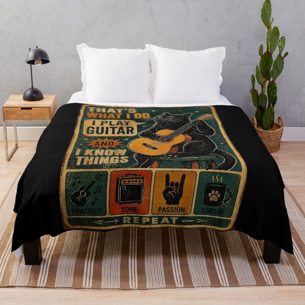 Item preview, Black Cat Guitar Player Vintage Music Humor Retro Poster designed and sold by eliramaison.