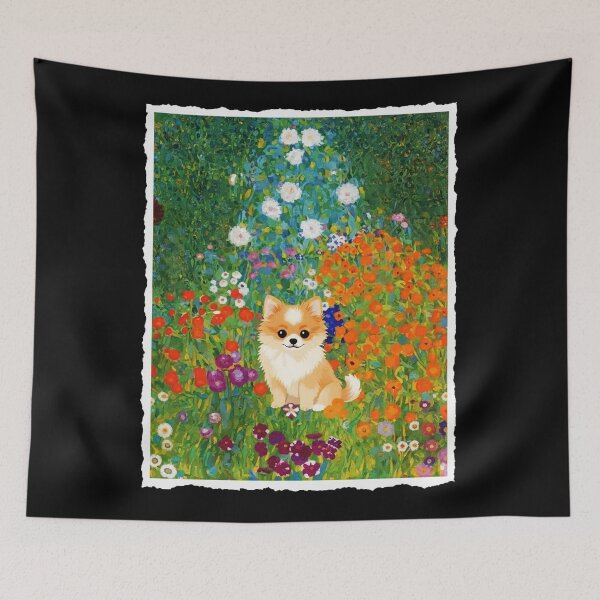 Item preview, Fluffy Pomeranian in a Colorful Wildflower Garden designed and sold by JordynLadukeg65.