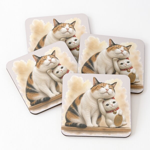 Item preview, Lucky Pillow — Calico Cat vs Maneki Neko designed and sold by Aguri-tei.