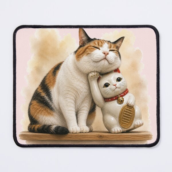 Item preview, Lucky Pillow — Calico Cat vs Maneki Neko designed and sold by Aguri-tei.