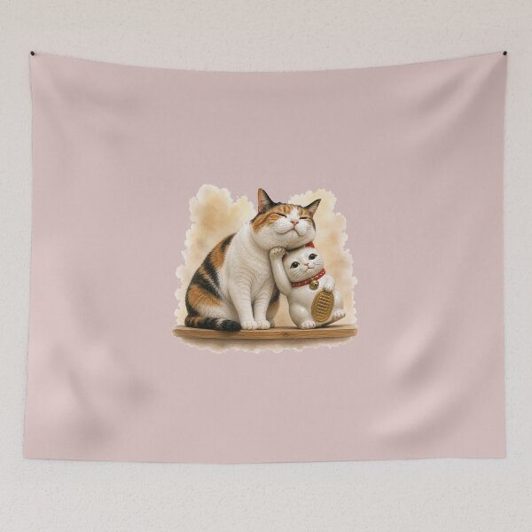 Item preview, Lucky Pillow — Calico Cat vs Maneki Neko designed and sold by Aguri-tei.