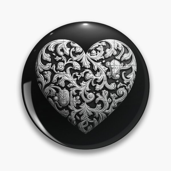 Item preview, Black and White Ornate Heart Floral Pattern Art designed and sold by inkoutninja.