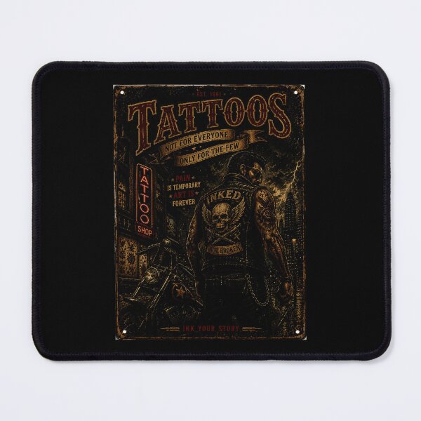 Item preview, Vintage Tattoo Shop Biker Skull Ink Culture Wall designed and sold by Modaozushi216.