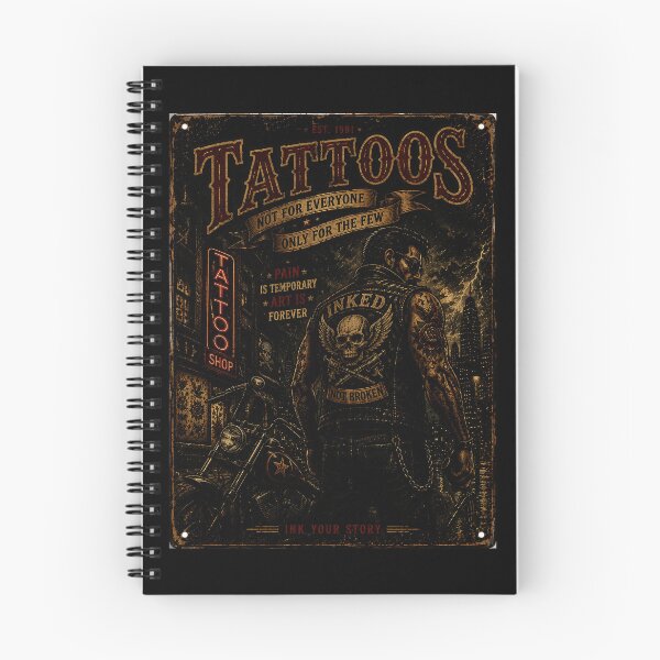 Item preview, Vintage Tattoo Shop Biker Skull Ink Culture Wall designed and sold by Modaozushi216.