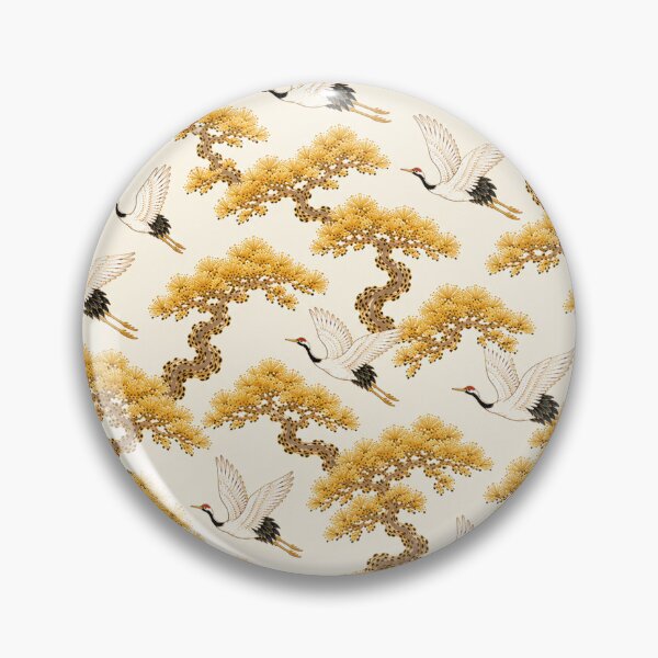 Item preview, Korean Minhwa Crane & Golden Pine Pattern | Traditional Korean Folk Art Design designed and sold by K-Tradition.