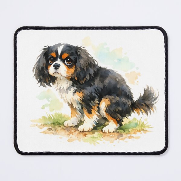 Item preview, Adorable Tricolor  Cavalier King Charles Spaniel Puppy Watercolor Art | Dog Lover Gift designed and sold by SakuraWaStyle.