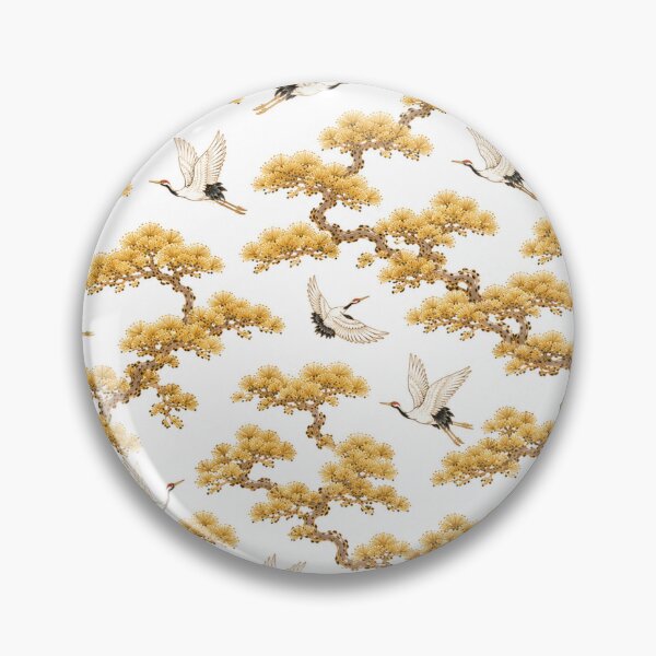 Item preview, Korean Minhwa Small Crane & Golden Pine Pattern | Traditional Korean Folk Art Design designed and sold by K-Tradition.