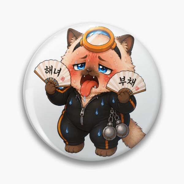 Item preview, KOREA HAENAM - Cute Chibi Ragdoll Cat Summer Heat Haenyeo Fan Sticker designed and sold by KOREA-HAENAM.