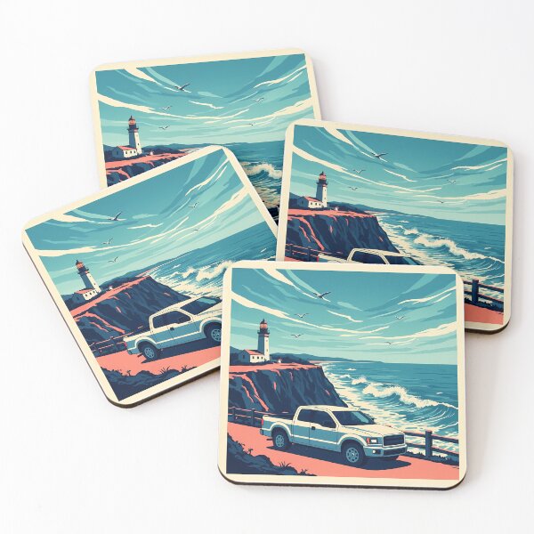 Item preview, Coastal Cliff Lighthouse Truck Ocean Road Design designed and sold by creators_collective.