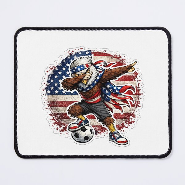 Item preview, Dabbing Eagle Soccer Vintage American Flag designed and sold by QuiteOrbit.