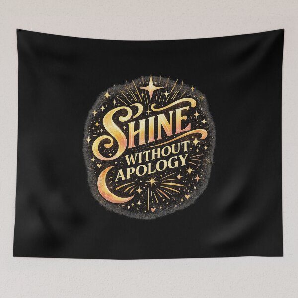 Item preview, Shine Without Apology – Celestial Self-Love Retro Inspirational Quote designed and sold by RJACreative.