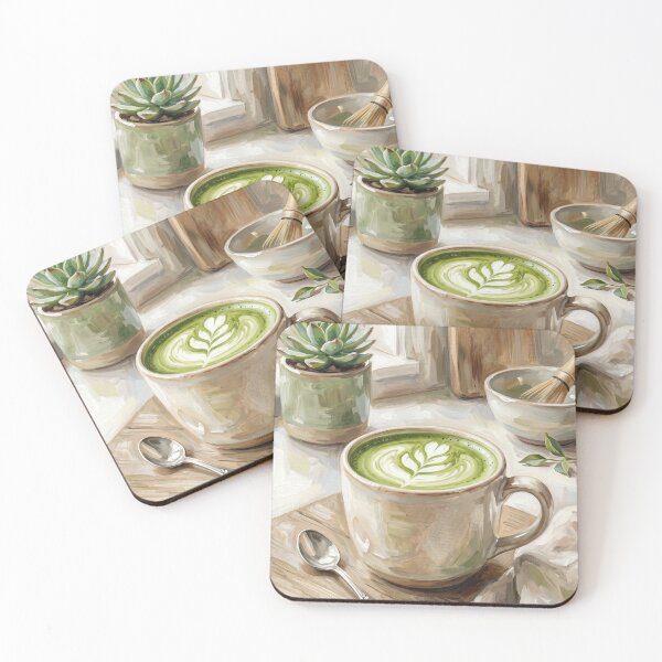 Item preview, Cozy Morning Matcha Latte Art Painting designed and sold by Itjung-Room.