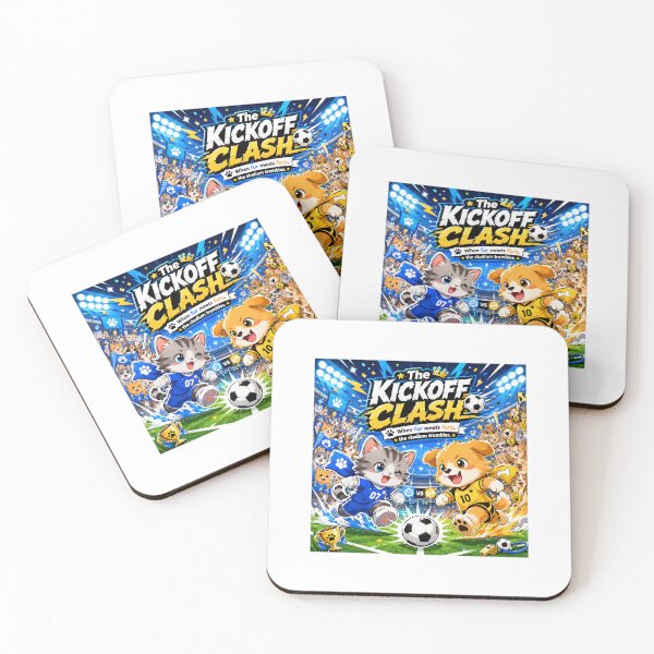 Item preview, The Kickoff Clash Cat vs Dog Soccer Kawaii Sports Art designed and sold by CChanDesigns.