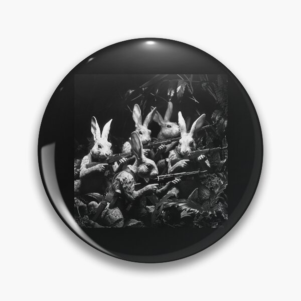 Item preview, Black and White Tactical Bunny Squad Surreal Art designed and sold by inkoutninja.