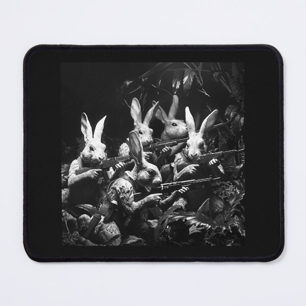 Item preview, Black and White Tactical Bunny Squad Surreal Art designed and sold by inkoutninja.