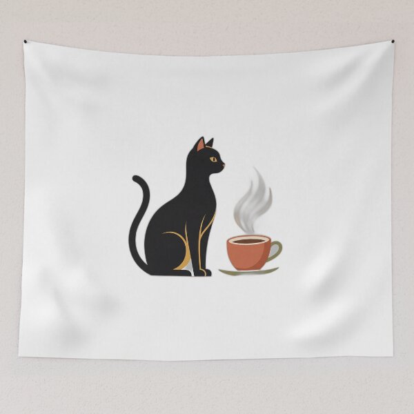 Item preview, Mid Century Modern Coffee Cat Retro Espresso Minimalist Art designed and sold by ryanguas.