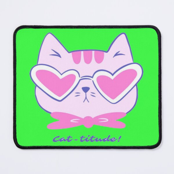 Item preview, Cute Cat-titude Pink Heart Glasses Cat designed and sold by GenZFashion000.