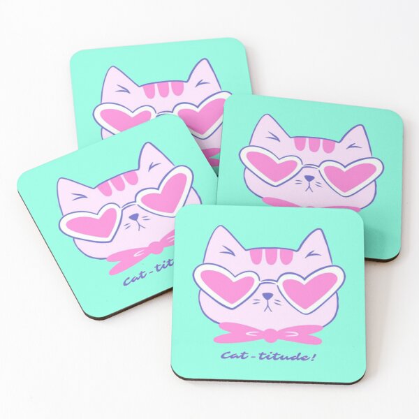 Item preview, Cute Cat-titude Pink Heart Glasses Cat designed and sold by GenZFashion000.
