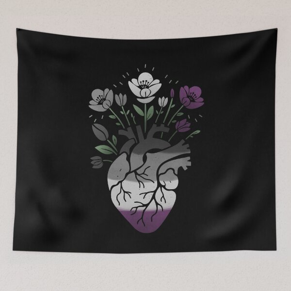 Item preview, Asexual Floral Heart LGBT Pride Flag designed and sold by Clara Hollins.