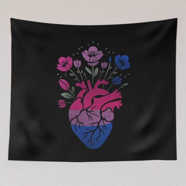 Item preview, Bisexual Floral Heart LGBT Pride Flag designed and sold by Clara Hollins.