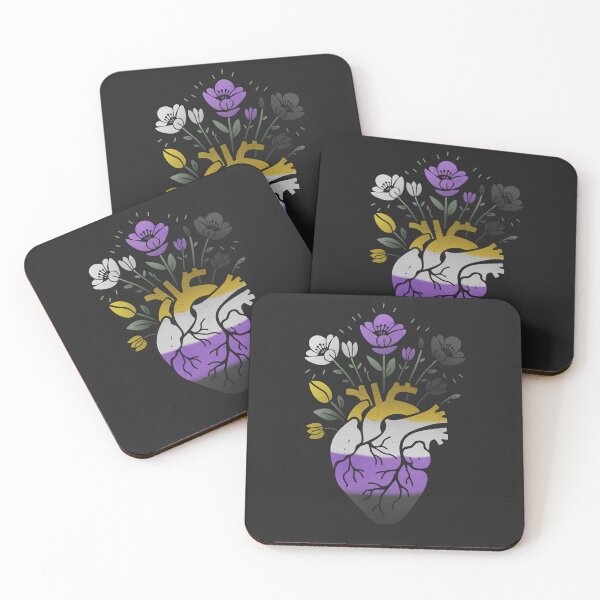 Item preview, Nonbinary Floral Heart LGBT Pride Flag designed and sold by Clara Hollins.