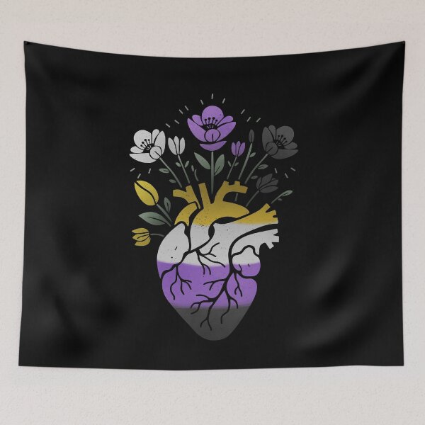 Item preview, Nonbinary Floral Heart LGBT Pride Flag designed and sold by Clara Hollins.