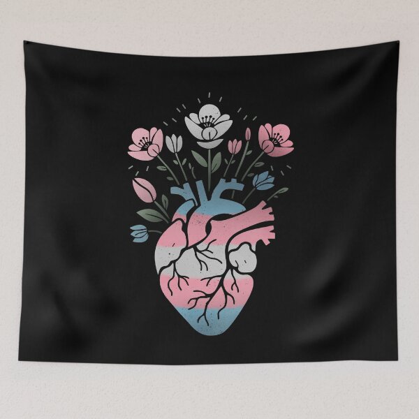 Item preview, Transgender Floral Heart LGBT Pride Flag designed and sold by Clara Hollins.