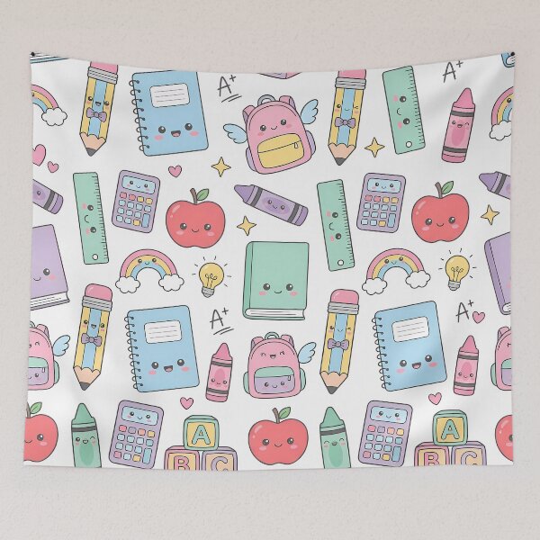 Item preview, Cute Kawaii Back to School Supplies Seamless Pattern designed and sold by InkFool.