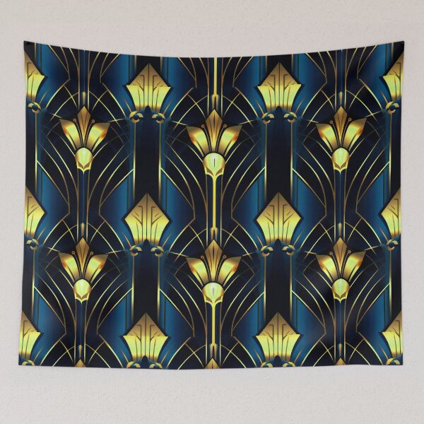 Item preview, Royal Blue And Yellow Vintage Art Deco Pattern designed and sold by DEC02.