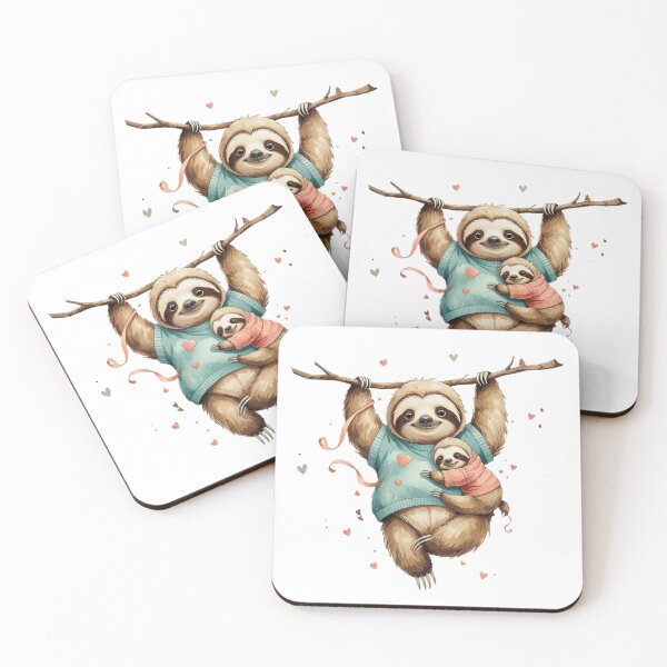 Item preview, Funny Mama Sloth And Baby Hanging Watercolor designed and sold by AQUILAKREO.