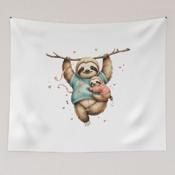 Item preview, Funny Mama Sloth And Baby Hanging Watercolor designed and sold by AQUILAKREO.