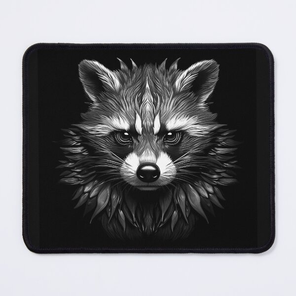 Item preview, Black and White Fierce Raccoon Portrait Art designed and sold by inkoutninja.