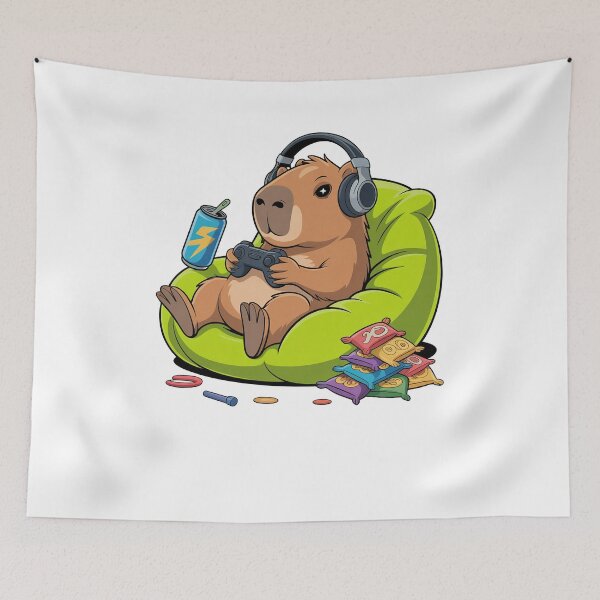 Item preview, Capybara playing video games  designed and sold by Hedoraxe.