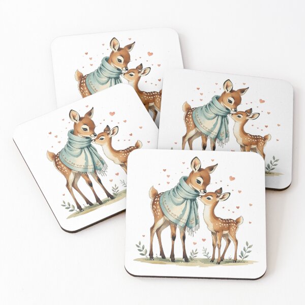 Item preview, Sweet Mama Deer And Fawn Eskimo Kiss Watercolor designed and sold by AQUILAKREO.