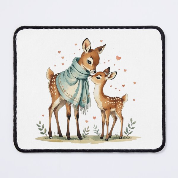 Item preview, Sweet Mama Deer And Fawn Eskimo Kiss Watercolor designed and sold by AQUILAKREO.