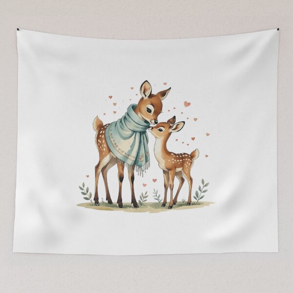 Item preview, Sweet Mama Deer And Fawn Eskimo Kiss Watercolor designed and sold by AQUILAKREO.