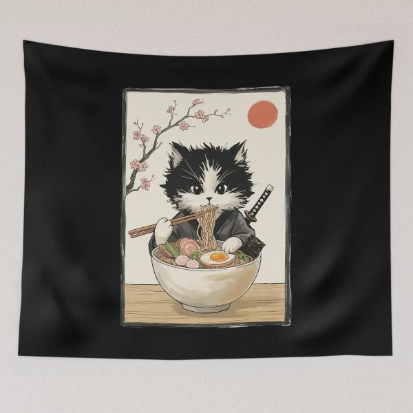 Item preview, Kawaii Cat Eating Ramen Anime Japanese designed and sold by Hedoraxe.