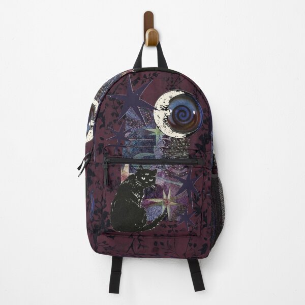 Item preview, Purple maroon whimsigoth aesthetic with cat, moon and stars aesthetic designed and sold by BrontesWhimsyStore.