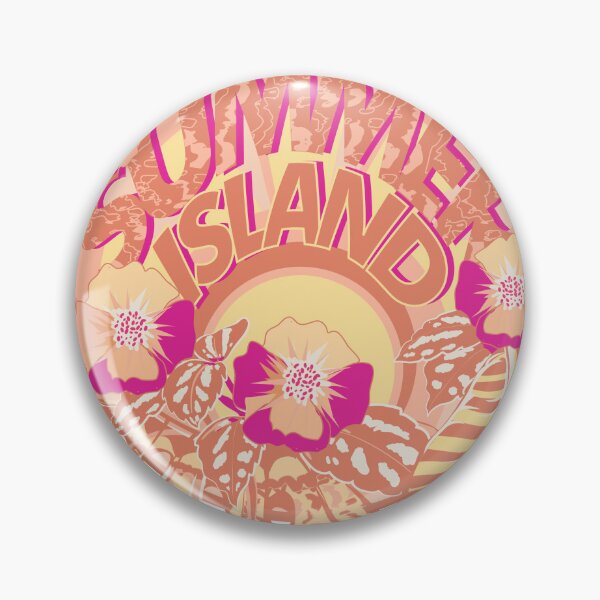 Item preview, Summer Island Retro Tropical Floral Sunset Circle T-Shirt designed and sold by Atique Creations.
