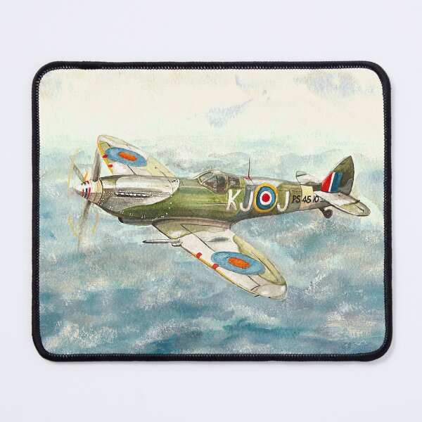 Item preview, Supermarine Spitfire Watercolour - Vintage Aircraft Art | Spitfire Over the Sea designed and sold by LeafandHaven.