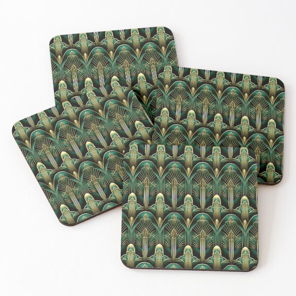 Item preview, Elegant Green And Golden Art Deco Vintage Pattern designed and sold by DEC02.