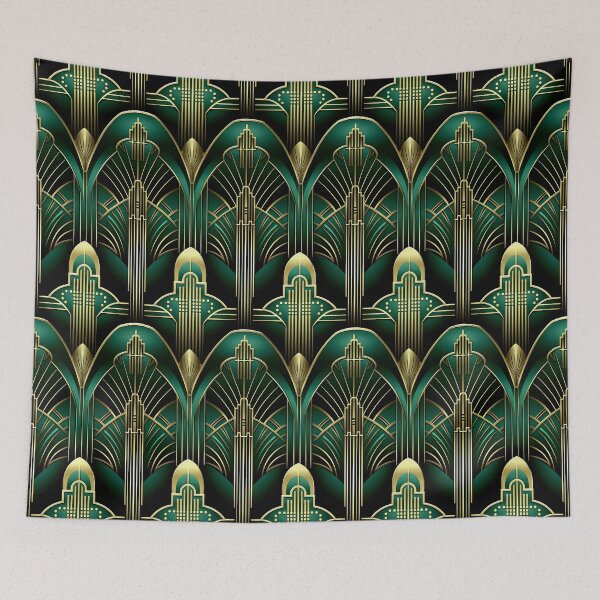Item preview, Elegant Green And Golden Art Deco Vintage Pattern designed and sold by DEC02.