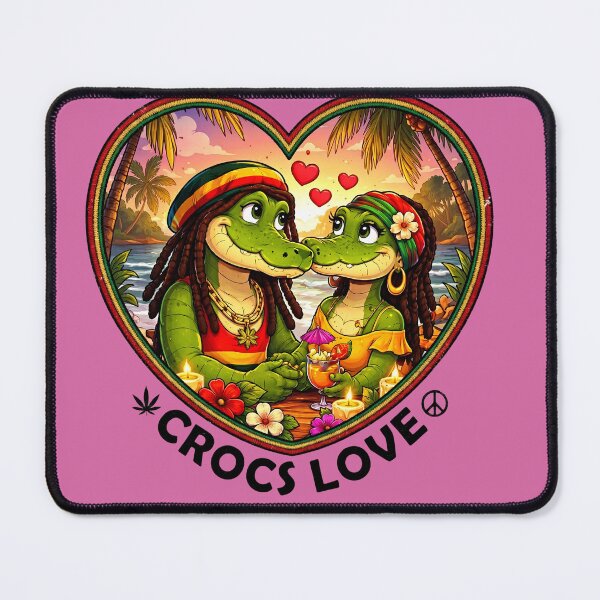 Item preview, One Love Tropical Alligators - Jamaican Vibes Sunset Heart designed and sold by digitalbob60.