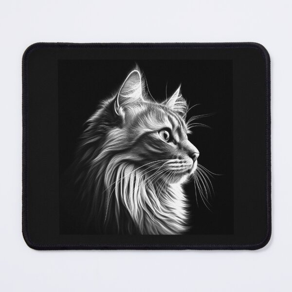 Item preview, Black and White Side Profile Cat Portrait Art designed and sold by inkoutninja.